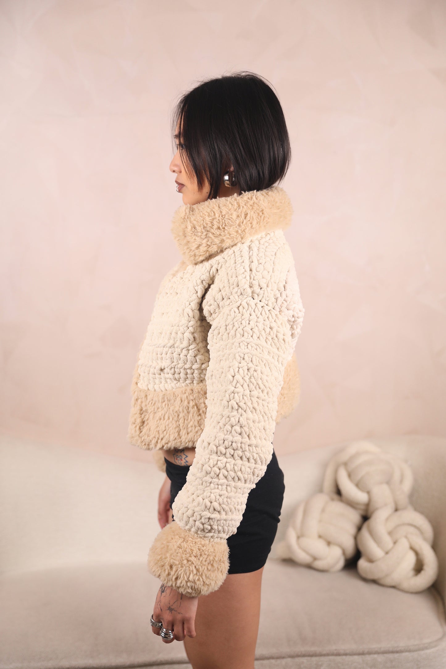 THE KAI CROCHET JACKET - CAMEL CREAM