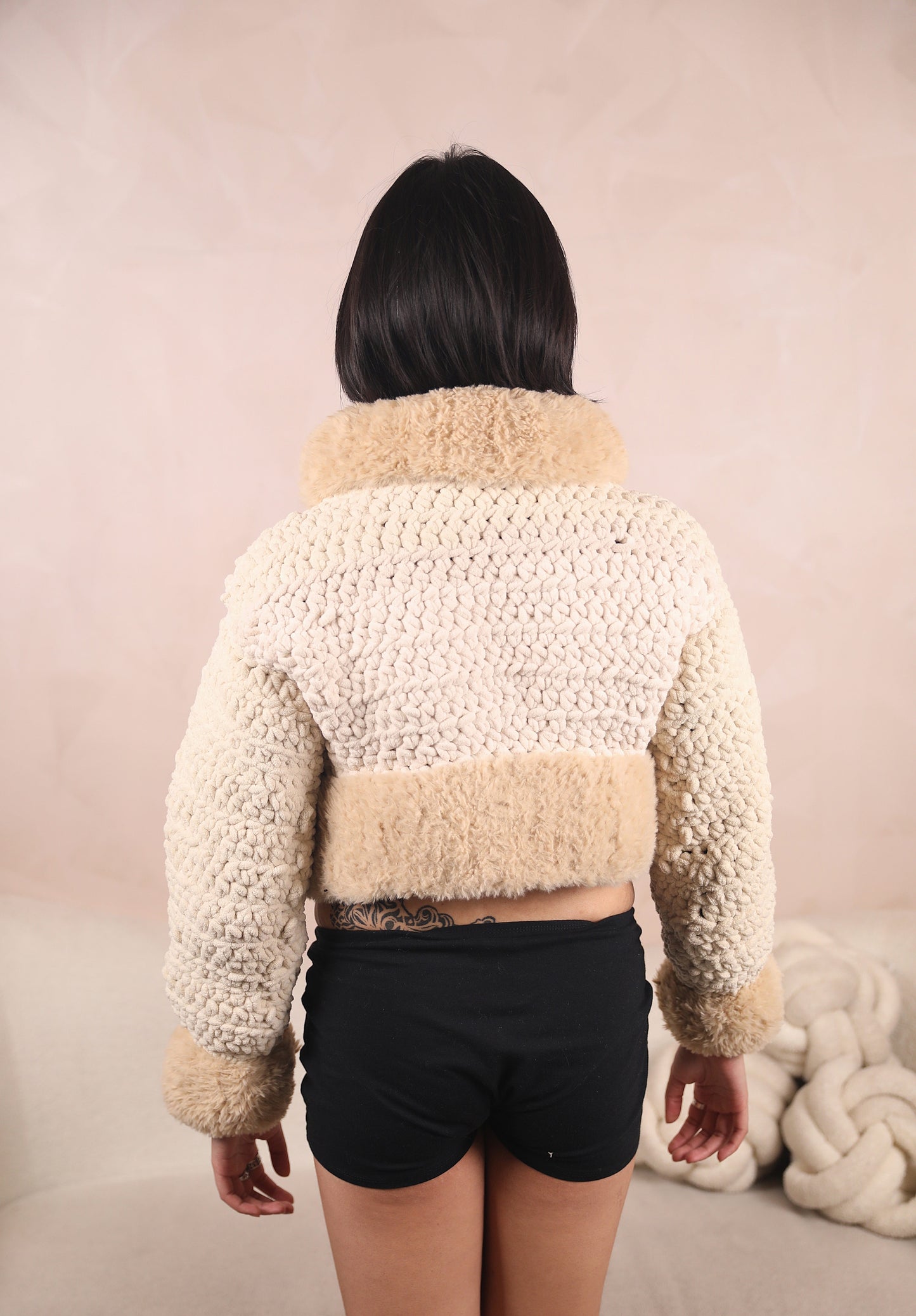 THE KAI CROCHET JACKET - CAMEL CREAM