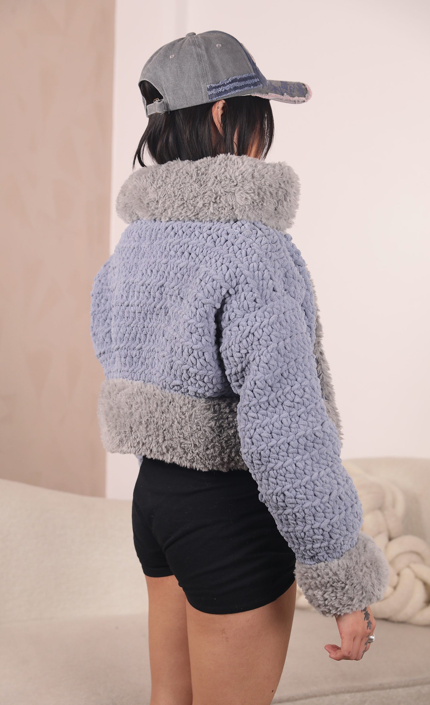 THE KAI CROCHET JACKET- SKY BLUE